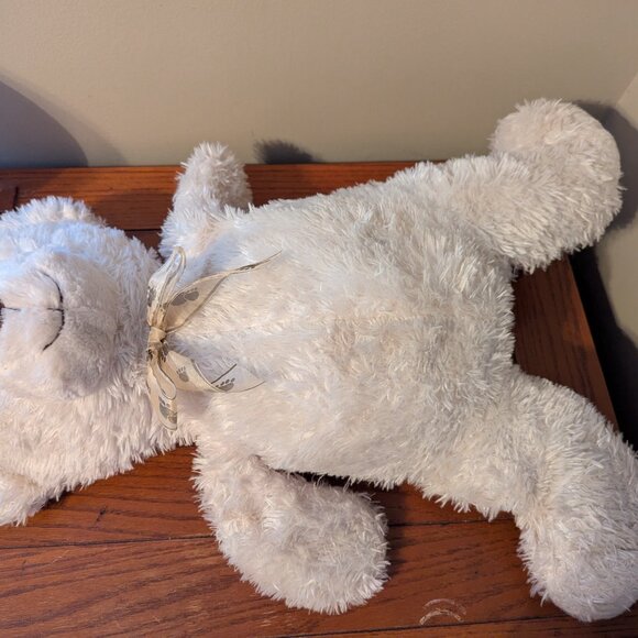 Hugfun Intl 27" Large Cream Colored Floppy Teddy Bear w/Bow Stuffed Animal - Picture 3 of 15